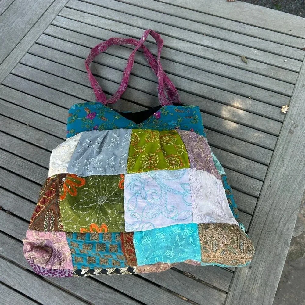 Greater Good Boho Hippie Embroidered Patchwork Cloth Hobo Shoulder Bag